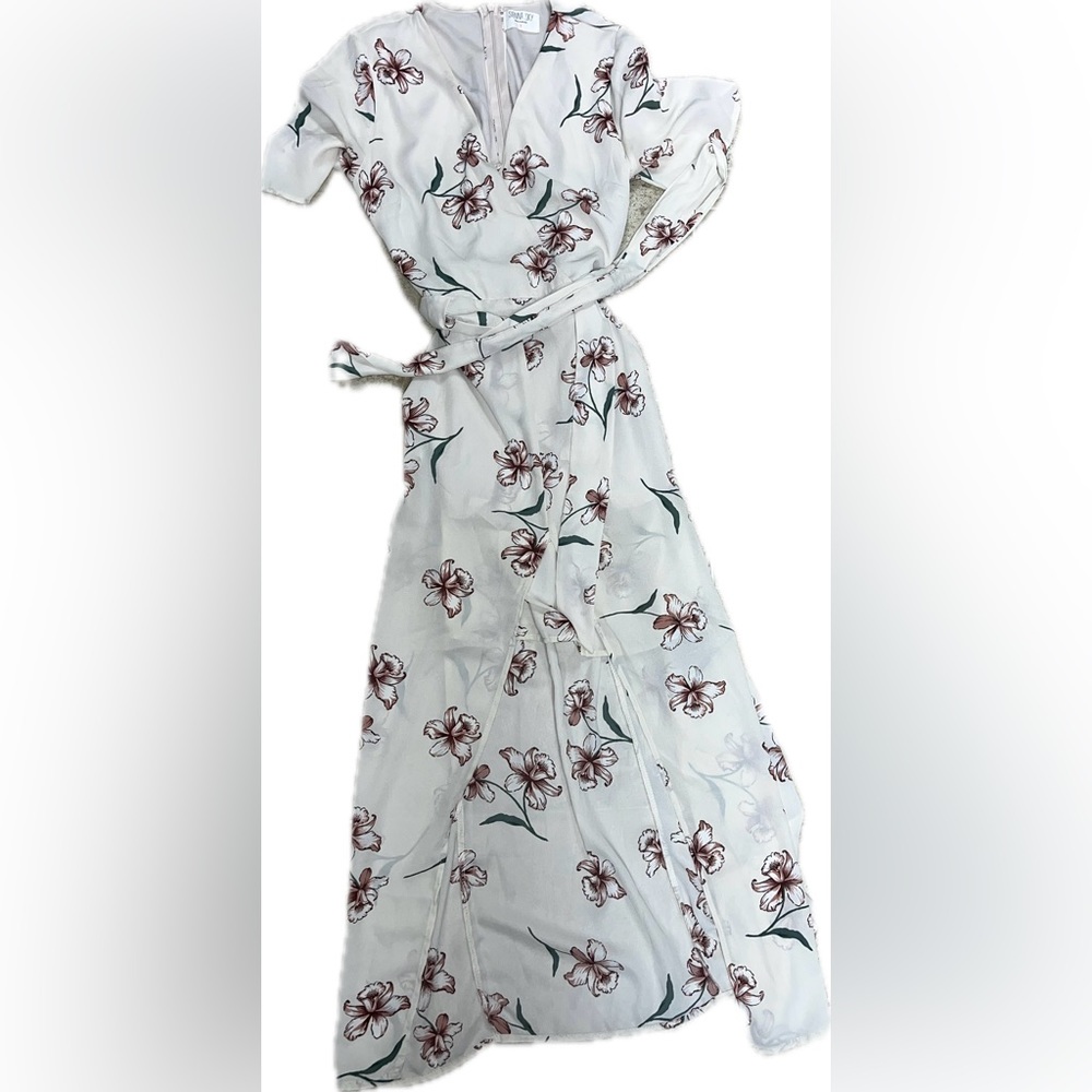 Sienna sky white floral long maxi wrap around dress